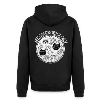 Meowcrobiologie Mikrobiologie Wissenschaft Katze - Unisex Premium Bio Zip Hoodie - Schwarz - Hinten - Nico (187cm)