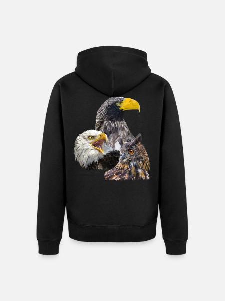 Pigargos und Eule - Unisex Premium Bio Zip Hoodie - Schwarz