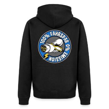 Elektroauto Geschenk E-Auto Elektromobilität - Unisex Premium Bio Zip Hoodie - Schwarz - Hinten - Nico (187cm)