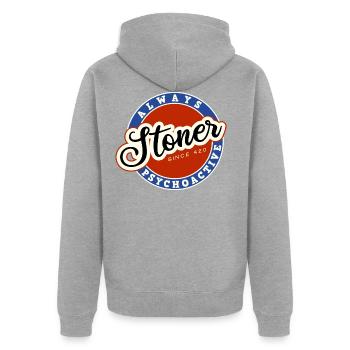 STONER - Unisex Premium Organic Zip Hoodie - heather grey - Back - Nico (187cm)
