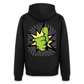 Pouces bien en l’air - Veste à capuche bio Premium Unisexe - noir - Dos - Nico (187cm)