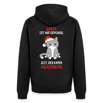 Anti Weihnachten mürrische Weihnachtsmuffel Katze - Unisex Premium Bio Zip Hoodie - Schwarz - Hinten - Nico (187cm)