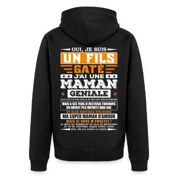 CADEAU MAMAN POUR SON FILS - Veste à capuche bio Premium Unisexe - noir - Dos - Nico (187cm)