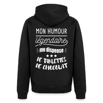 pas besoin d abdos avec un humour pareil - Veste à capuche bio Premium Unisexe - noir - Dos - Nico (187cm)