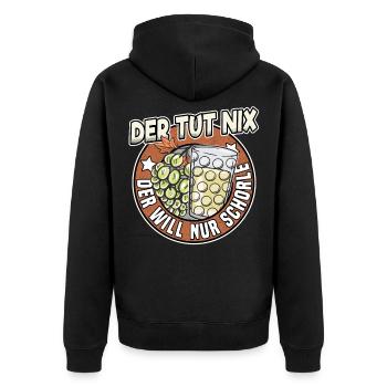 Pfälzer Weinschorle Schorle Lustig Geschenk Pälzer - Unisex Premium Bio Zip Hoodie - Schwarz - Hinten - Nico (187cm)