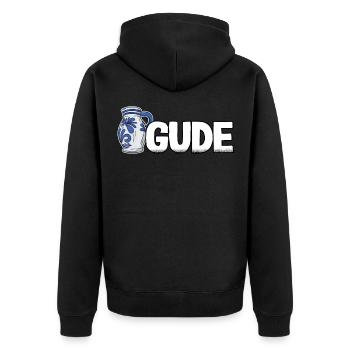 Apfelwein Gude Bembel Äppler Ebbelwoi Geschenk - Unisex Premium Bio Zip Hoodie - Schwarz - Hinten - Nico (187cm)