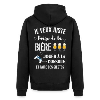 je veux juste console et boire de la bière - Veste à capuche bio Premium Unisexe - noir - Dos - Nico (187cm)