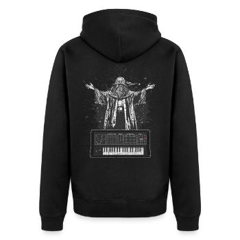 Vintage Synthesizer Analog Modular Satan Synths - Unisex Premium Organic Zip Hoodie - black - Back - Nico (187cm)