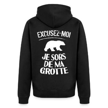 idée cadeau homme casanier Covid - Veste à capuche bio Premium Unisexe - noir - Dos - Nico (187cm)