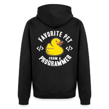 Favorite Pet From A Programmer Funny Rubber Duck - Unisex Premium Organic Zip Hoodie - black - Back - Nico (187cm)