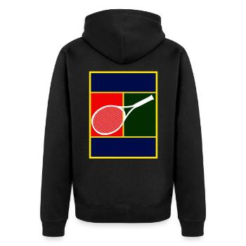Tennis Court Tennisspieler Hardcourt Medenspiele - Unisex Premium Bio Zip Hoodie - Schwarz - Hinten - Nico (187cm)