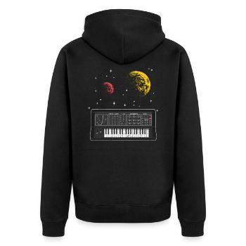 Synthesizer Space Synths Analog Modular Retro Gift - Unisex Premium Organic Zip Hoodie - black - Back - Nico (187cm)