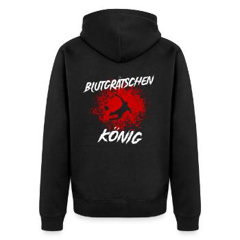 Blutgrätschen-König Verteidiger Defensiv Grätsche - Unisex Premium Bio Zip Hoodie - Schwarz - Hinten - Nico (187cm)
