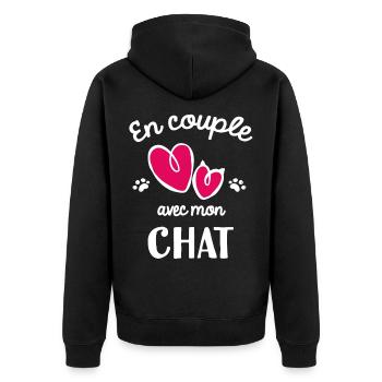 t shirt chat femme - Veste à capuche bio Premium Unisexe - noir - Dos - Nico (187cm)