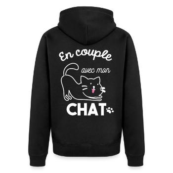 t shirt chat homme - Veste à capuche bio Premium Unisexe - noir - Dos - Nico (187cm)