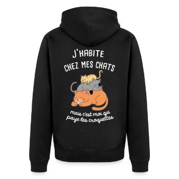 t-shirt chat femme - Veste à capuche bio Premium Unisexe - noir - Dos - Nico (187cm)