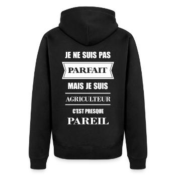 JE SUIS AGRICULTEUR - Veste à capuche bio Premium Unisexe - noir - Dos - Nico (187cm)
