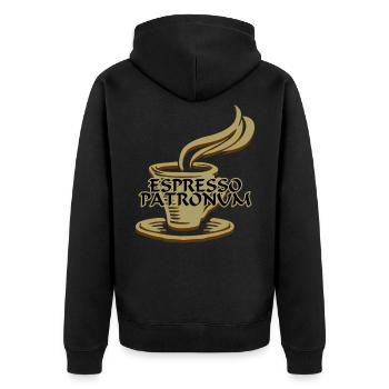 ESPRESSO PATRONUM - Unisex Premium Bio Zip Hoodie - Schwarz - Hinten - Nico (187cm)