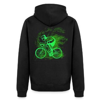 Biker Mann - Unisex Premium Bio Zip Hoodie - Schwarz - Hinten - Nico (187cm)