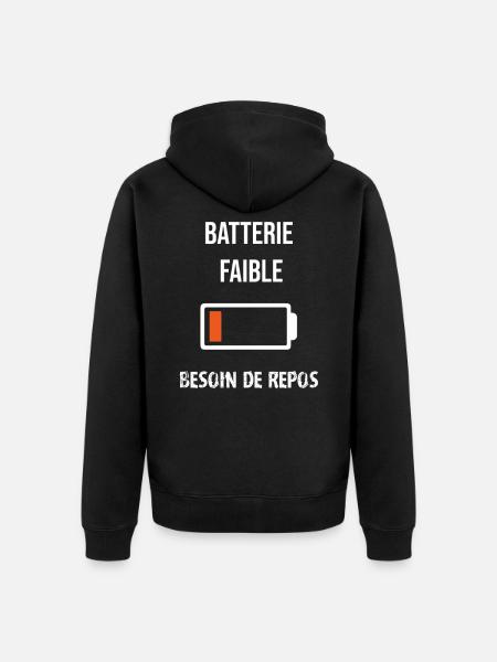Batterie faible - Veste à capuche bio Premium Unisexe - noir