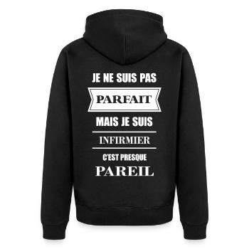 JE SUIS INFIRMIER - Veste à capuche bio Premium Unisexe - noir - Dos - Nico (187cm)
