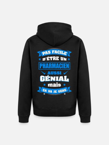 PHARMACIEN GÉNIAL - Veste à capuche bio Premium Unisexe - noir