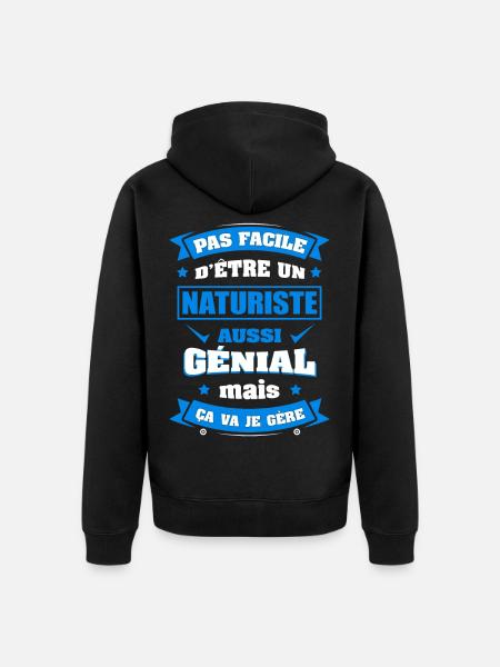 NATURISTE GÉNIAL - Veste à capuche bio Premium Unisexe - noir