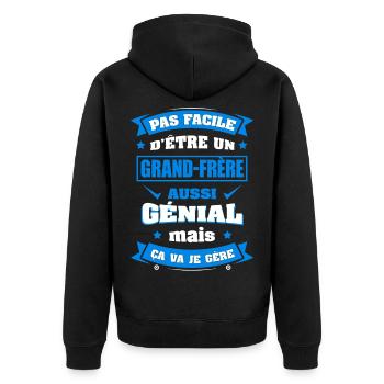 GRAND-FRÈRE GÉNIAL - Veste à capuche bio Premium Unisexe - noir - Dos - Nico (187cm)
