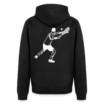 Tennis Spieler Silhouette - Unisex Premium Bio Zip Hoodie - Schwarz - Hinten - Nico (187cm)