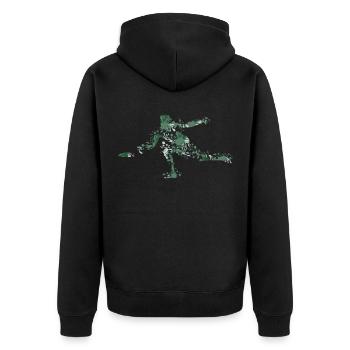 frisbee - Unisex Premium Bio Zip Hoodie - Schwarz - Hinten - Nico (187cm)