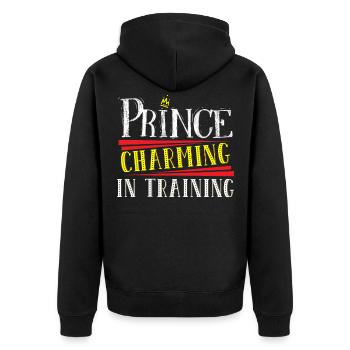Prince Charming im Training Crown King Königin - Unisex Premium Bio Zip Hoodie - Schwarz - Hinten - Nico (187cm)