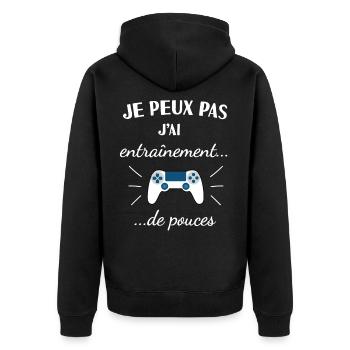 humour jeux vidéos - Veste à capuche bio Premium Unisexe - noir - Dos - Nico (187cm)