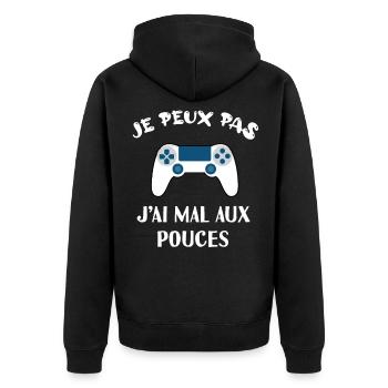 citation cool geek - Veste à capuche bio Premium Unisexe - noir - Dos - Nico (187cm)
