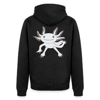 Axolotl - Unisex Premium Bio Zip Hoodie - Schwarz - Hinten - Nico (187cm)