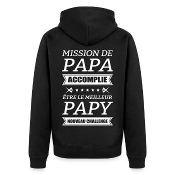 MISSION DE PAPA ACCOMPLIE - FUTUR PAPY - Veste à capuche bio Premium Unisexe - noir - Dos - Nico (187cm)
