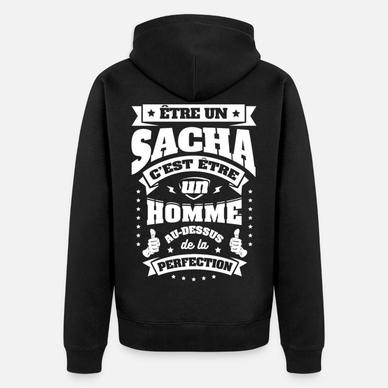 NOM - PRÉNOM - SACHA - Veste à capuche bio Premium Unisexe - noir