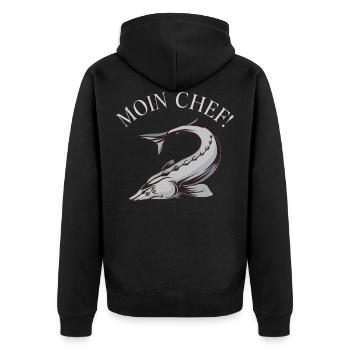 Stör Moin Chef Störzucht Störangler Störfischen - Unisex Premium Bio Zip Hoodie - Schwarz - Hinten - Nico (187cm)