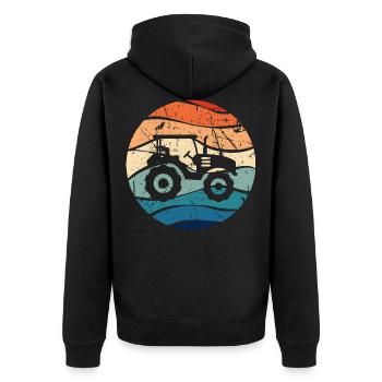 Tracteur pays de trekker agriculteur cadeau rétro - Veste à capuche bio Premium Unisexe - noir - Dos - Nico (187cm)