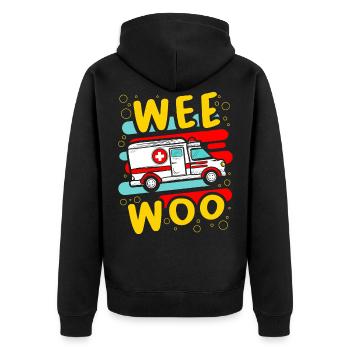 Wee Woo Krankenwagen Arzt Kind Pfleger Krank - Unisex Premium Bio Zip Hoodie - Schwarz - Hinten - Nico (187cm)