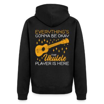 All right The ukulele player is here - Unisex Premium Organic Zip Hoodie - black - Back - Nico (187cm)