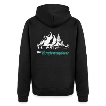 Hundewanderer Wandern mit Hund Hundewanderung - Unisex Premium Bio Zip Hoodie - Schwarz - Hinten - Nico (187cm)