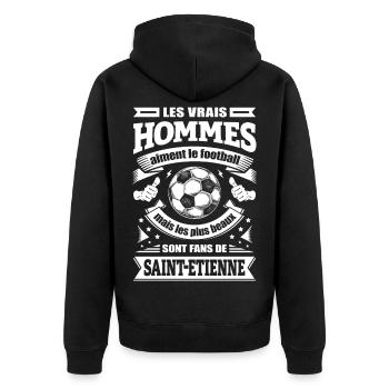 LES VRAIS HOMMES SONT FANS DE SAINT-ÉTIENNE - Veste à capuche bio Premium Unisexe - noir - Dos - Nico (187cm)