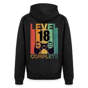 Cadeau majeur 18 ans anniversaire Enfin 18 - Veste à capuche bio Premium Unisexe - noir - Dos - Nico (187cm)