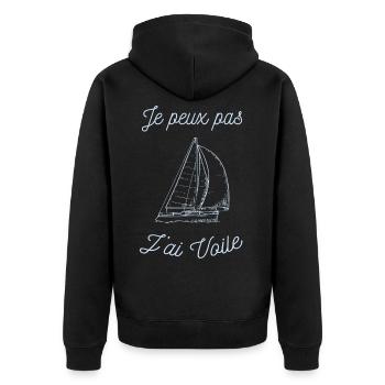 tee shirt voilier - Veste à capuche bio Premium Unisexe - noir - Dos - Nico (187cm)