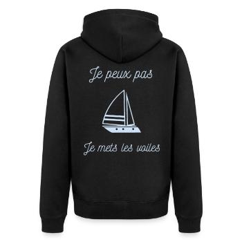 tee shirt bateau voilier - Veste à capuche bio Premium Unisexe - noir - Dos - Nico (187cm)