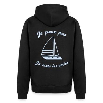 Je Peux Pas, Je Mets les Voiles Retraité - Veste à capuche bio Premium Unisexe - noir - Dos - Nico (187cm)