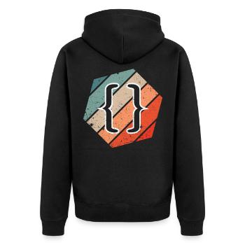 Vintage Web Developer CSS JavaScript und HTML 5 - Unisex Premium Bio Zip Hoodie - Schwarz - Hinten - Nico (187cm)