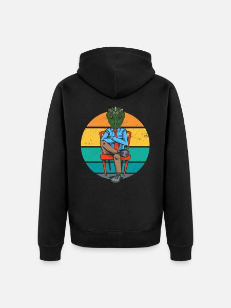 Reptiloid Lizard Man Extraterrestrial Conspiracy - Unisex Premium Organic Zip Hoodie - black
