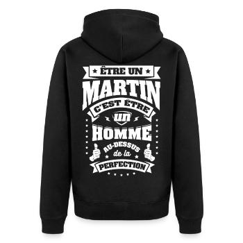 NOM - PRÉNOM - MARTIN - Veste à capuche bio Premium Unisexe - noir - Dos - Nico (187cm)