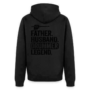 Papa Schlagzeuger Geschenk Drummer Vatertag Herren - Unisex Premium Bio Zip Hoodie - Schwarz - Hinten - Nico (187cm)